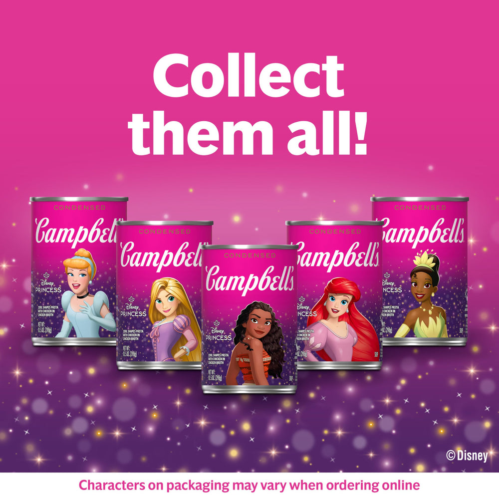 Campbell's Disney Princess soup can nutrition facts for busy families.