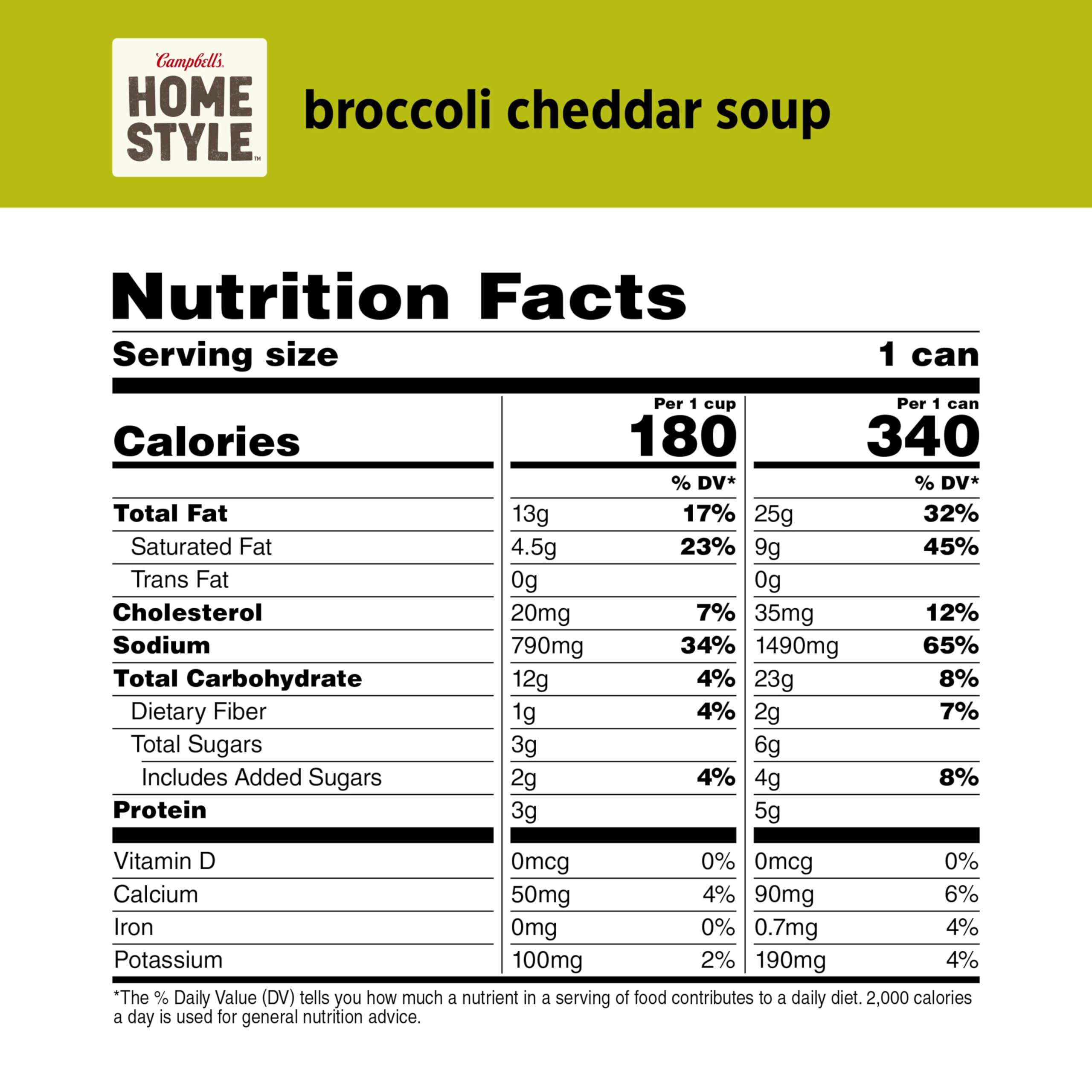 Close-up of Campbell's Homestyle broccoli cheddar ingredients for hearty flavor