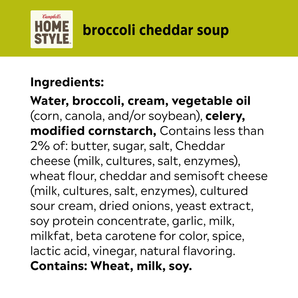 Serving bowl of Campbell's Homestyle Broccoli Cheddar, quick dinner or lunch