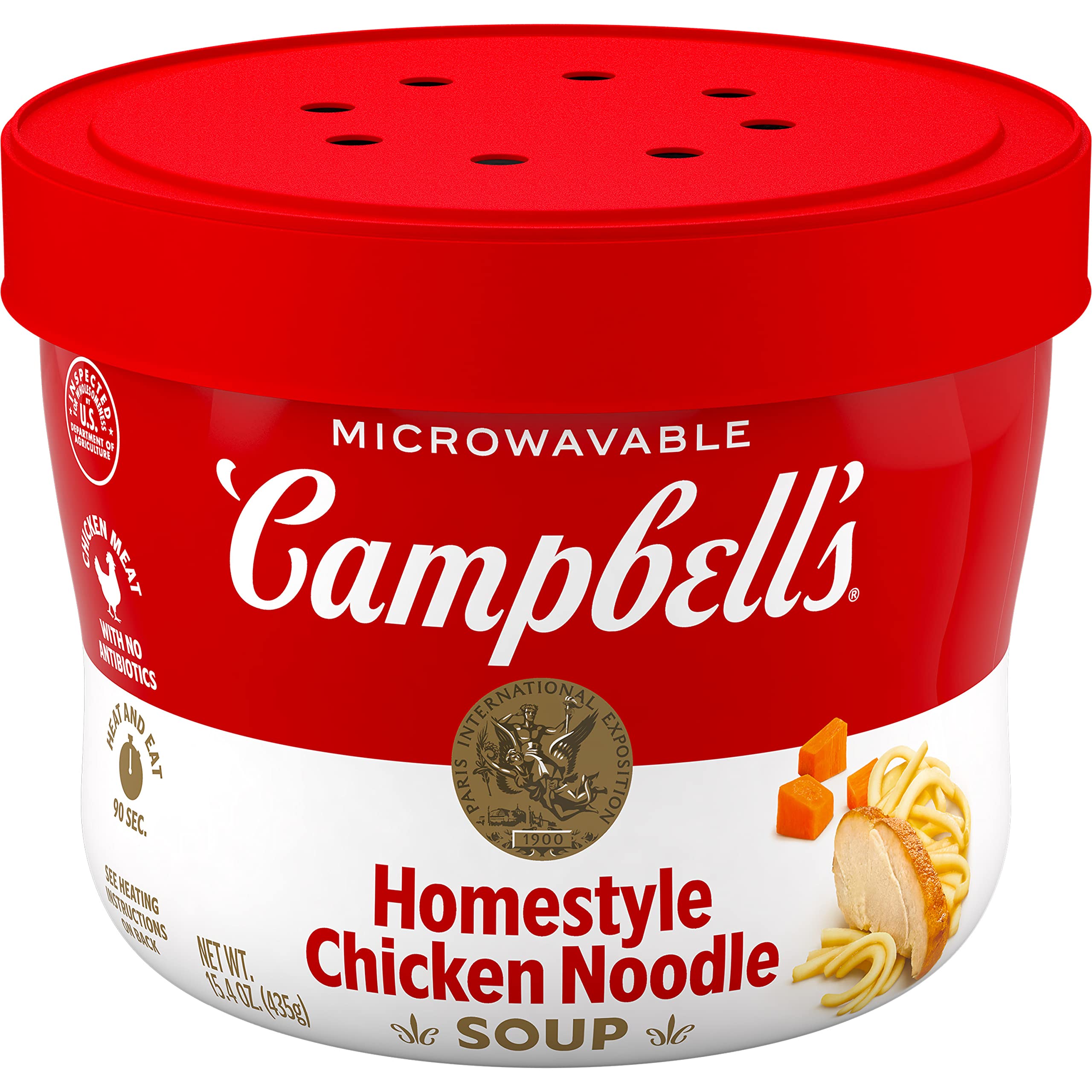 Campbell's Homestyle Chicken Noodle Soup bowl front view for a comforting quick meal