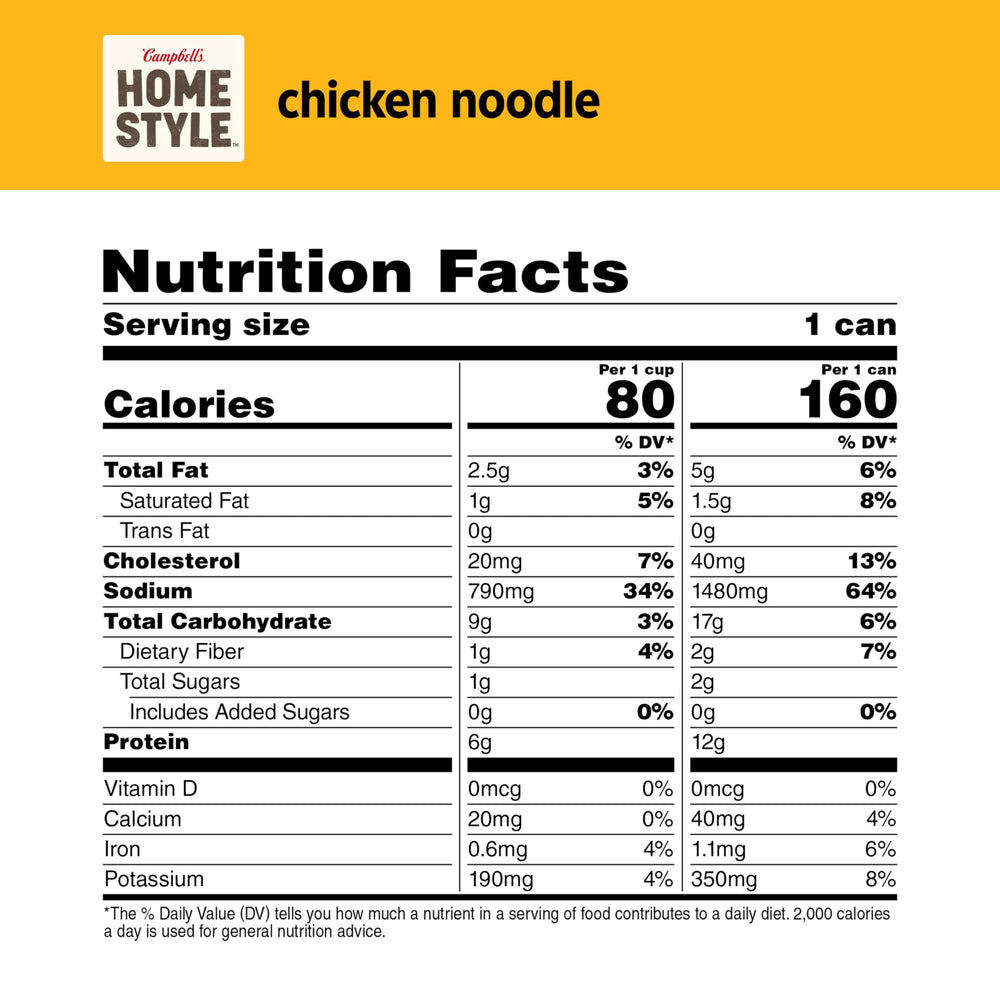 Campbell's Homestyle Chicken Noodle Soup can side view, easy-open top