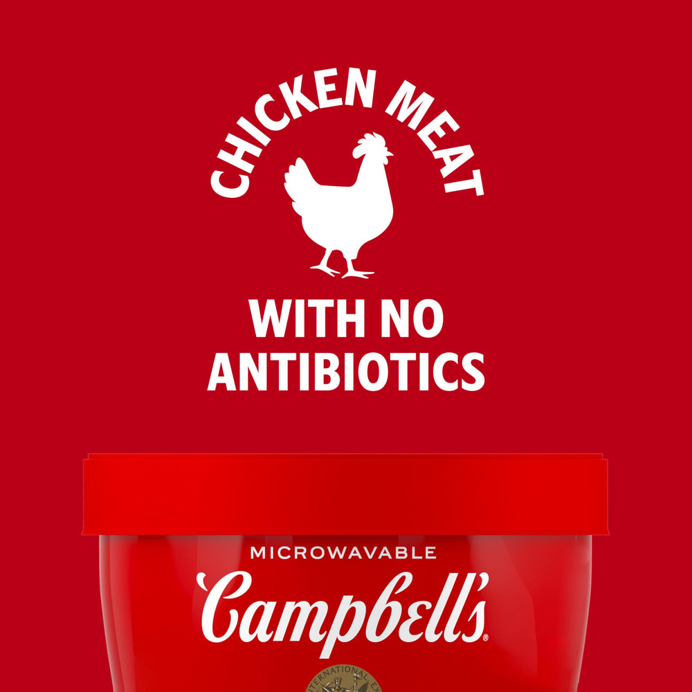 Campbell's Homestyle Chicken Noodle Soup on the go, lunch or snack ready in minutes.