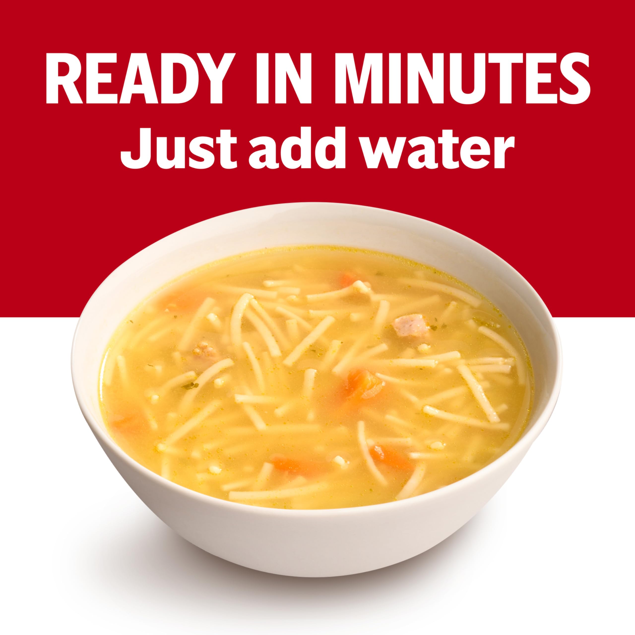 Pack of 12 Campbell's Homestyle Chicken Noodle Soup cans supports quick family meals