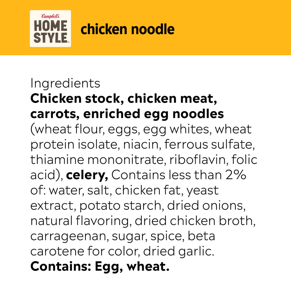 Campbell's Homestyle Chicken Noodle Soup serving with crackers captures a quick, satisfying lunch idea.