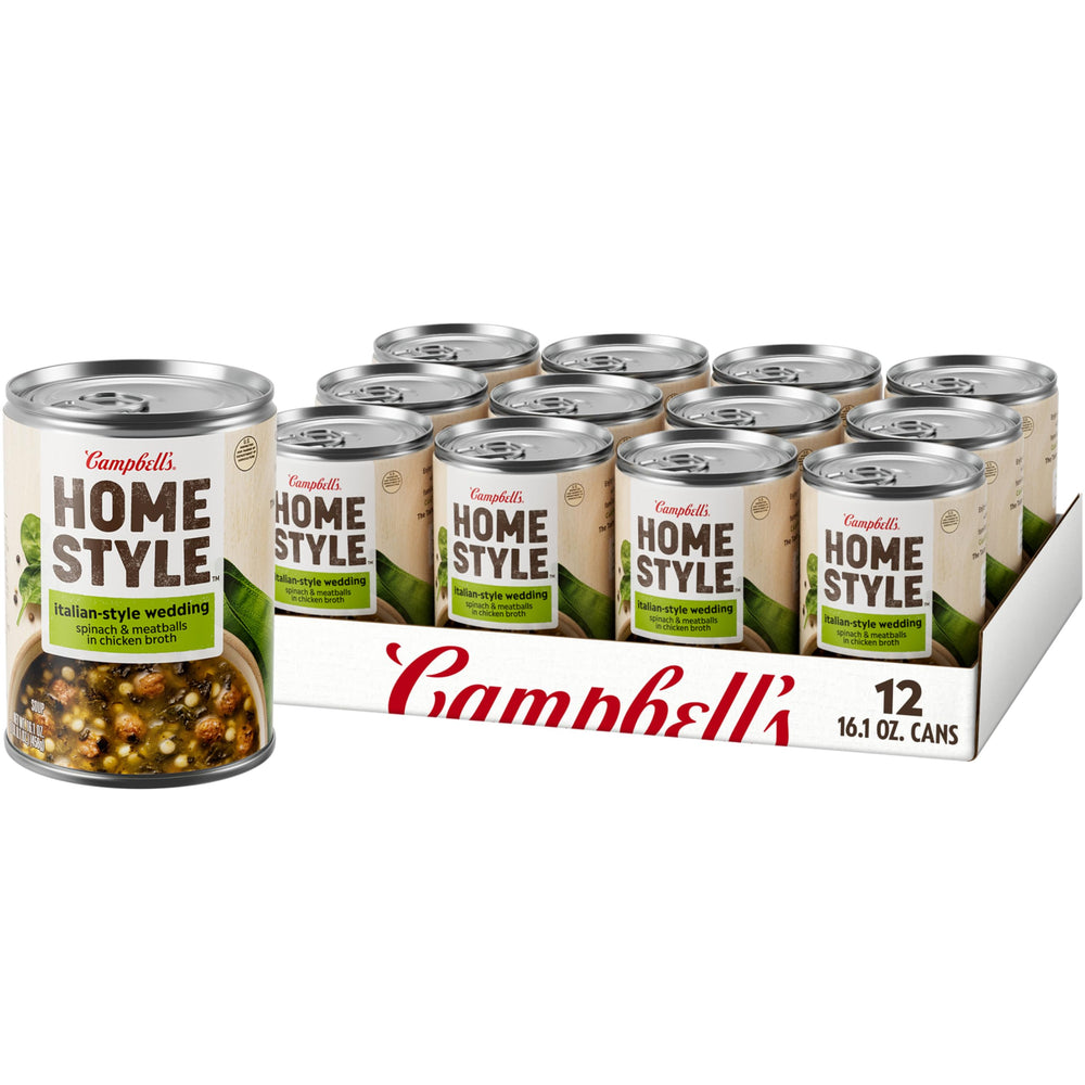 Campbell's Homestyle Italian Wedding Soup can on kitchen counter for warmth