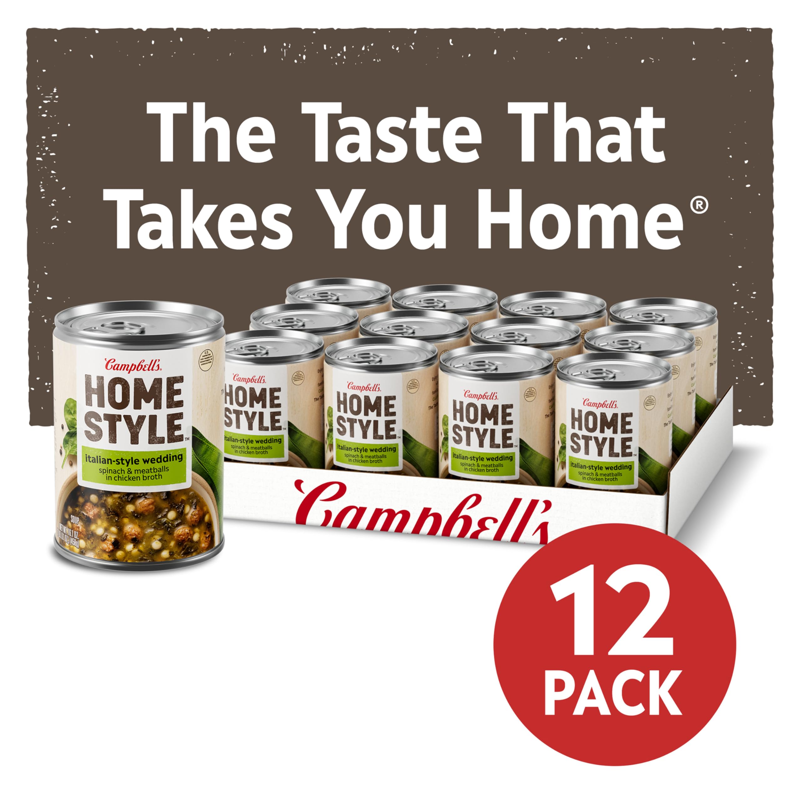 Parmesan garnish and red pepper on Campbell's Homestyle Italian Wedding Soup