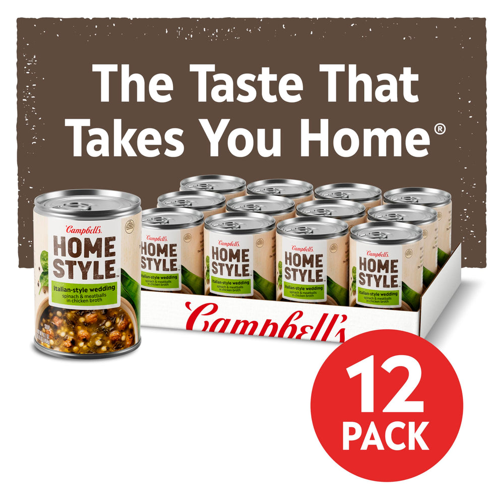 Parmesan garnish and red pepper on Campbell's Homestyle Italian Wedding Soup