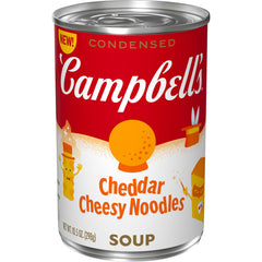 Campbell's Kids Cheddar Cheesy Noodle Soup can for a family-friendly pantry staple.