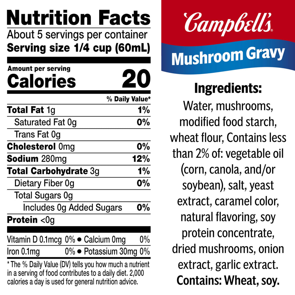 Campbell's Mushroom Gravy on table, ready to complement a hearty meal.