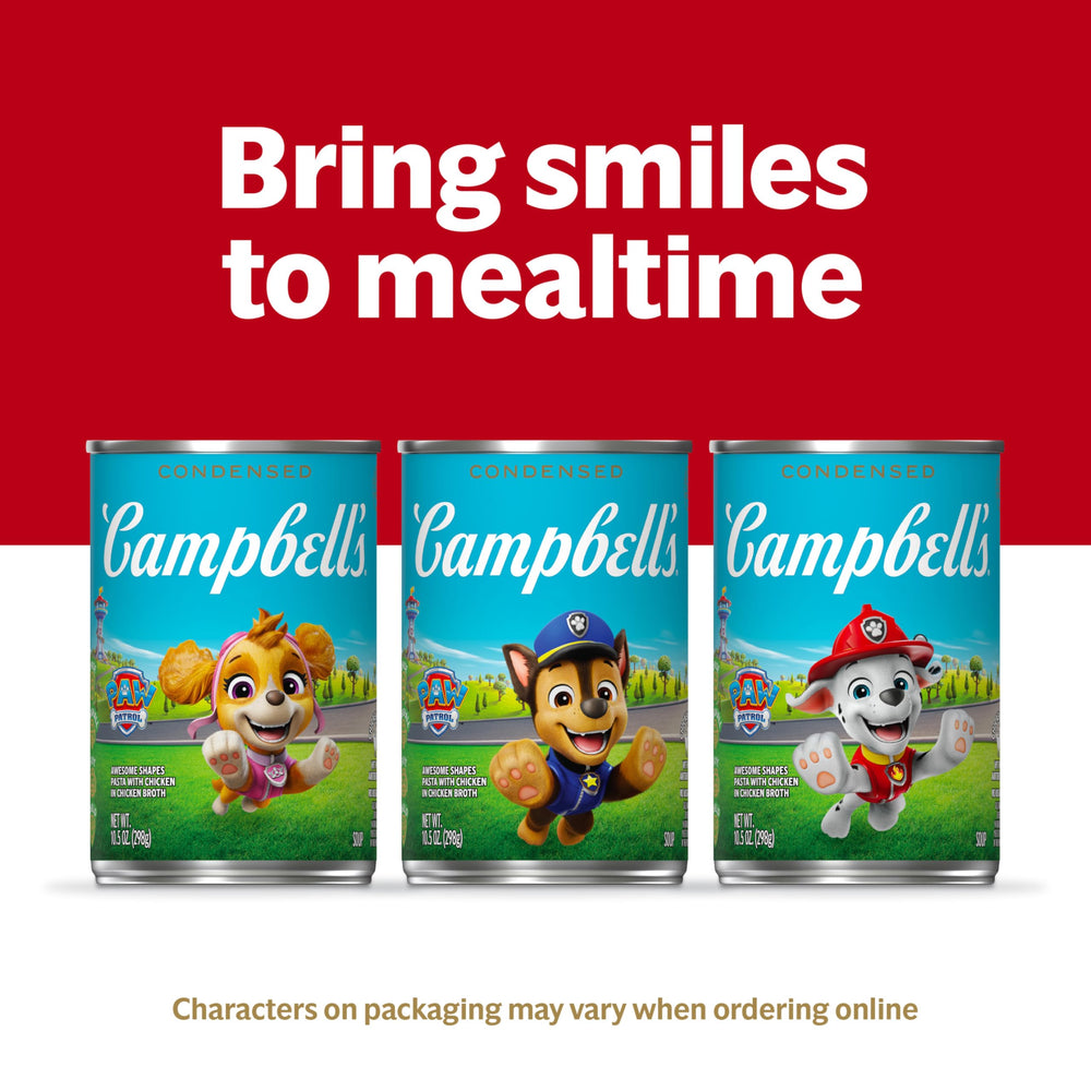 Campbell's PAW Patrol Kids Soup can label close-up, no artificial flavors or colors