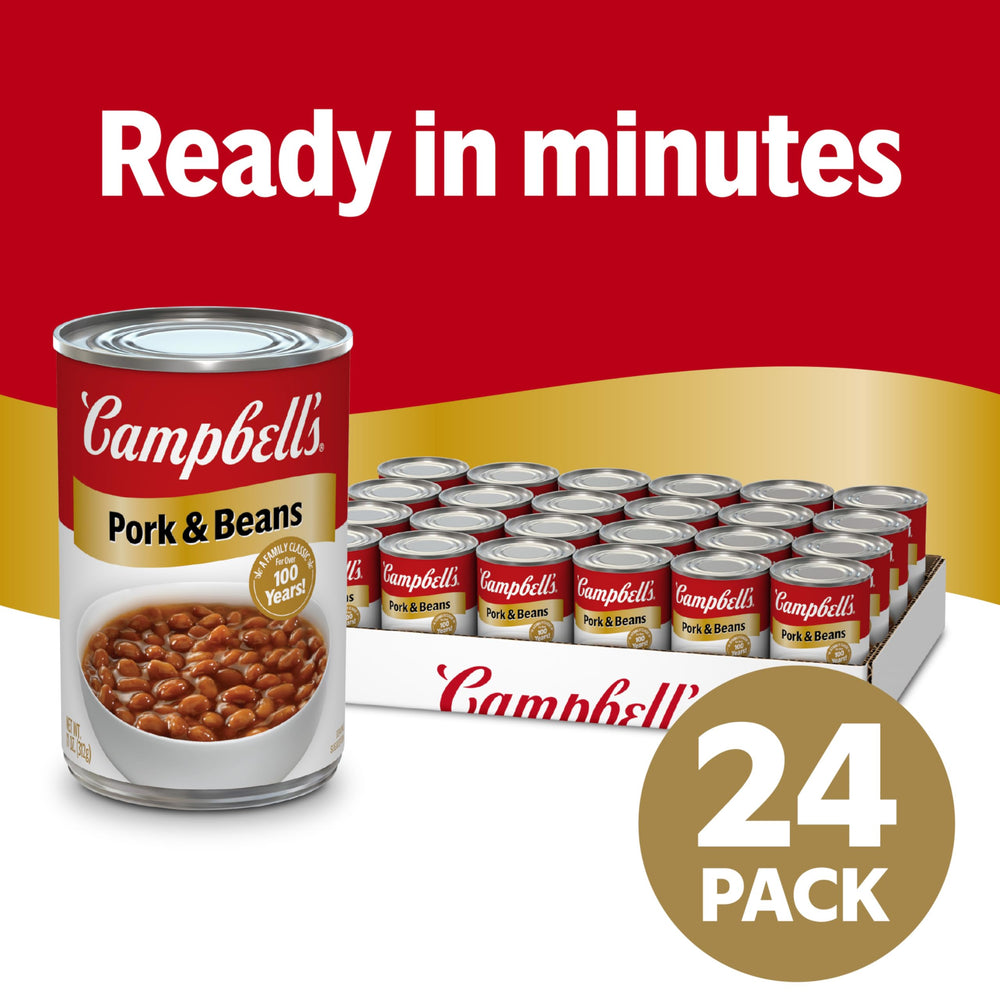 Campbell's Pork and Beans plate with cornbread convenient family option.