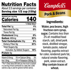 Campbell's Pork and Beans in a skillet ready for fast dinner ideas.