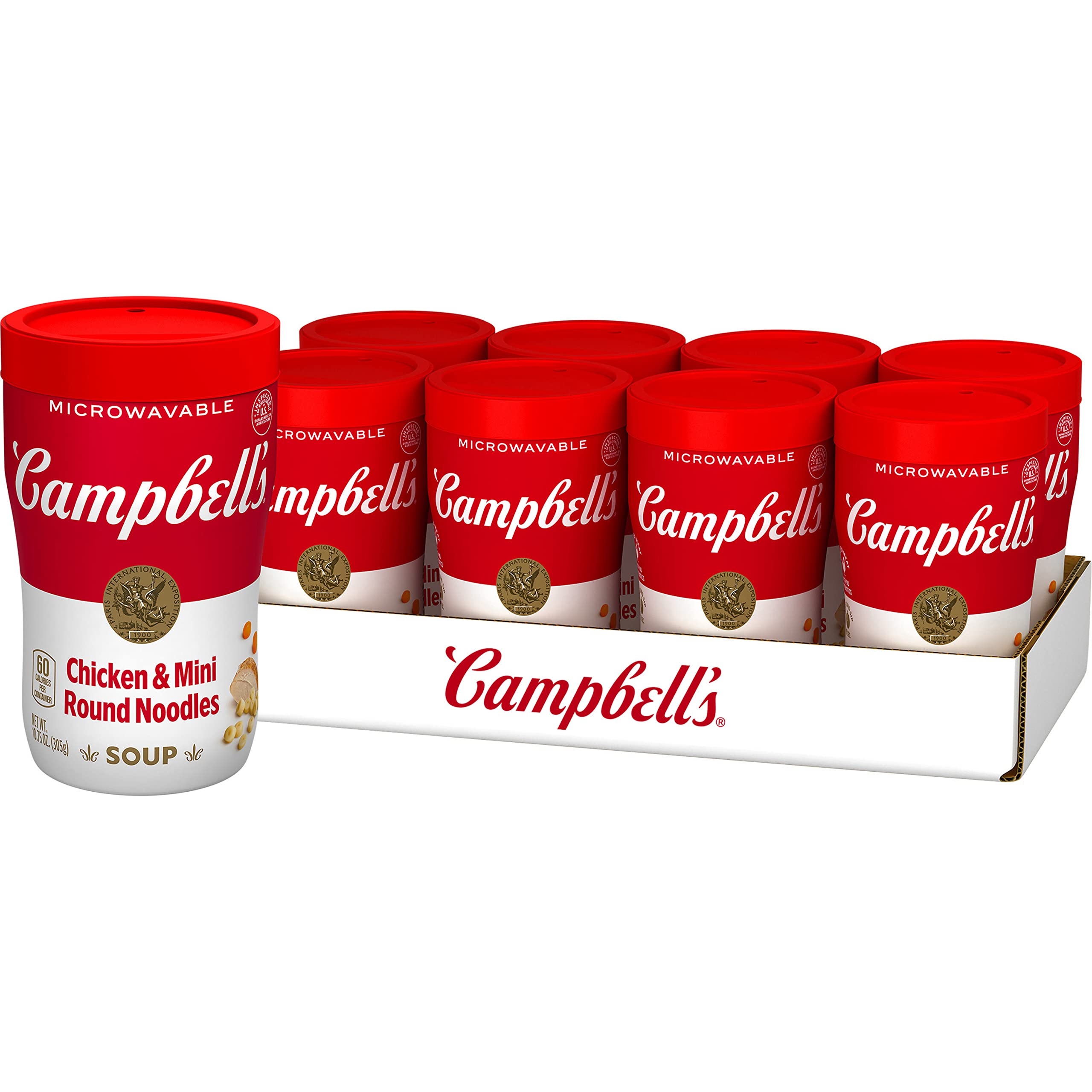 Campbell's Sipping Soup Chicken and Mini Round Noodle cup for on the go snacking.