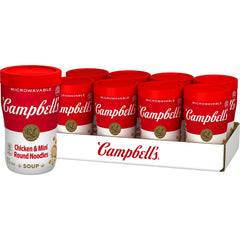 Campbell's Sipping Soup Chicken and Mini Round Noodle cup for on the go snacking.