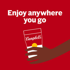 Campbell's Sipping Soup broth-rich cup offers cozy warmth in minutes.