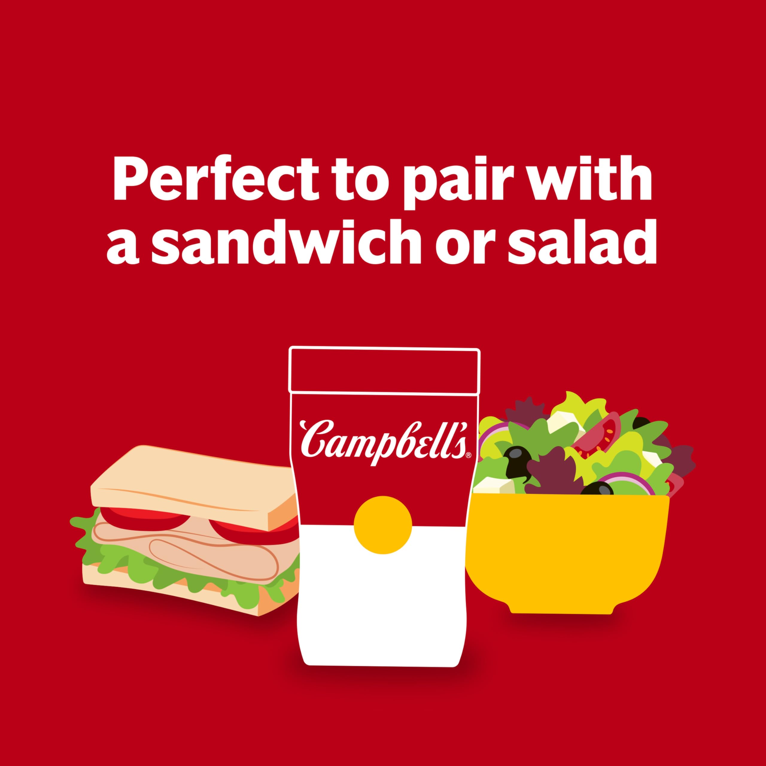 Campbell's Sipping Soup chicken-star-pasta-chicken-bits highlights tender chicken for easy lunches.