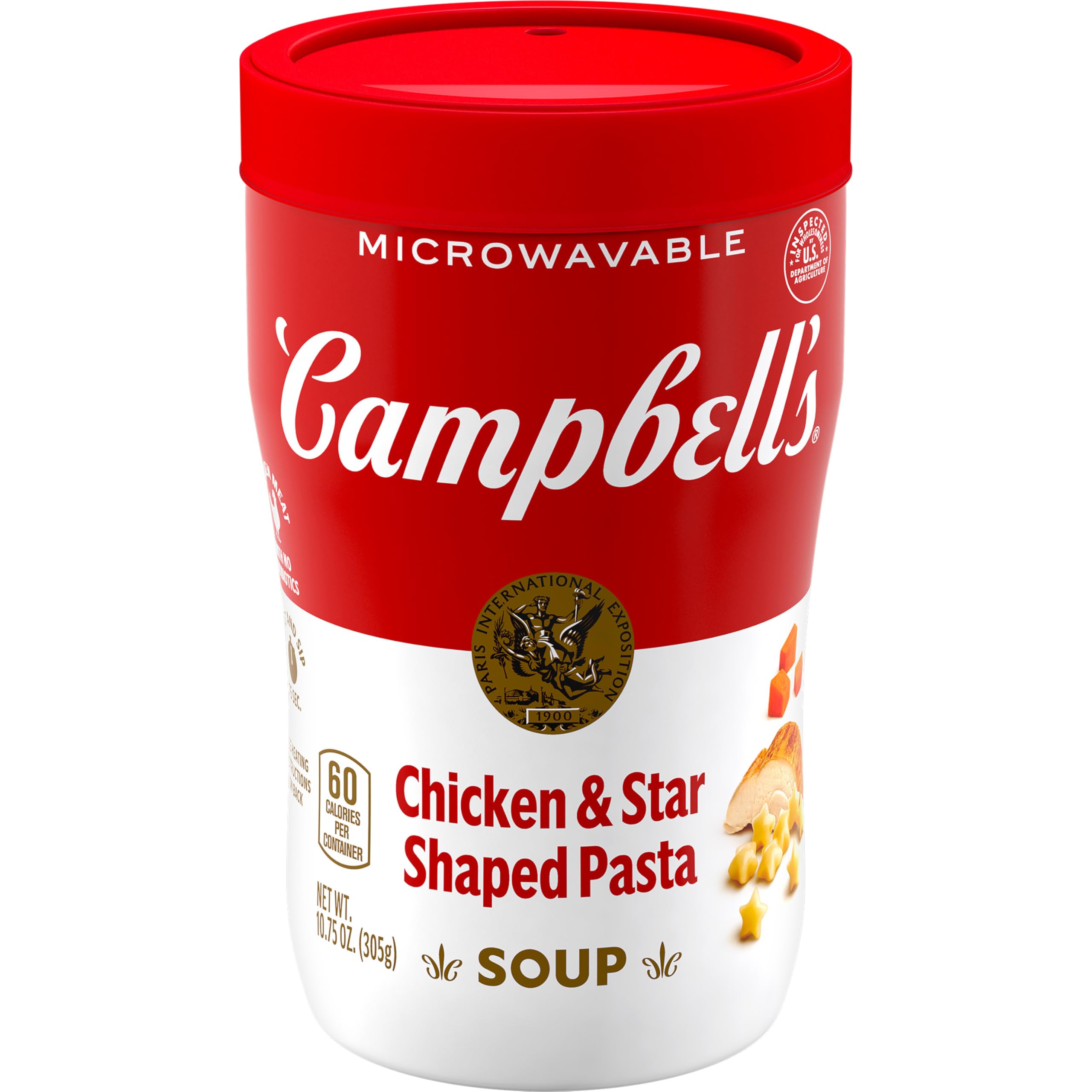 Campbell's Sipping Soup chicken-star-pasta-cup promotes on-the-go comfort.