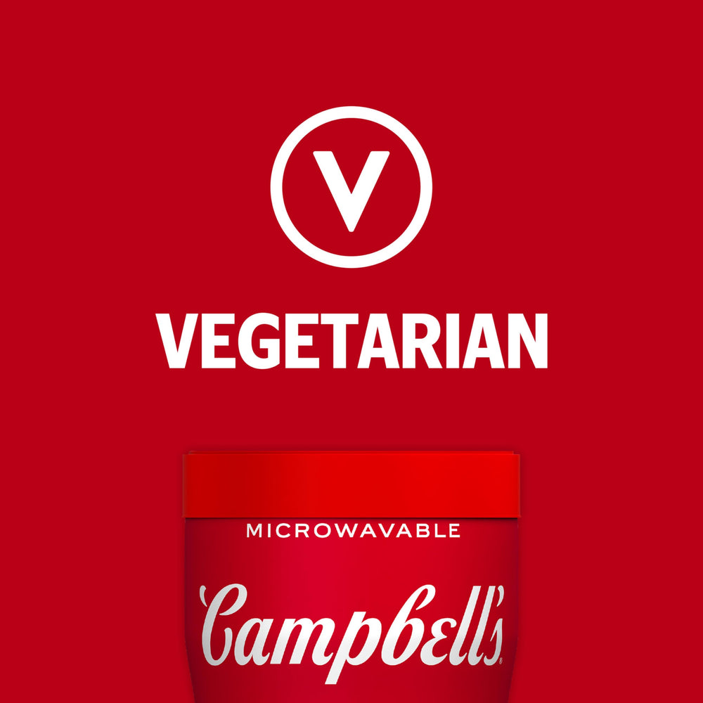Campbell’s Sipping Soup creamy vegetable texture with steam for warmth.