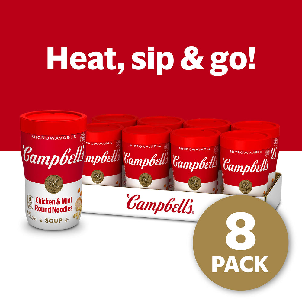 Campbell's Sipping Soup cup being carried for a portable snack on the go.