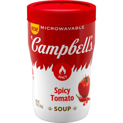 Campbell's Sipping Soup Spicy Tomato cup for a quick on-the-go snack.