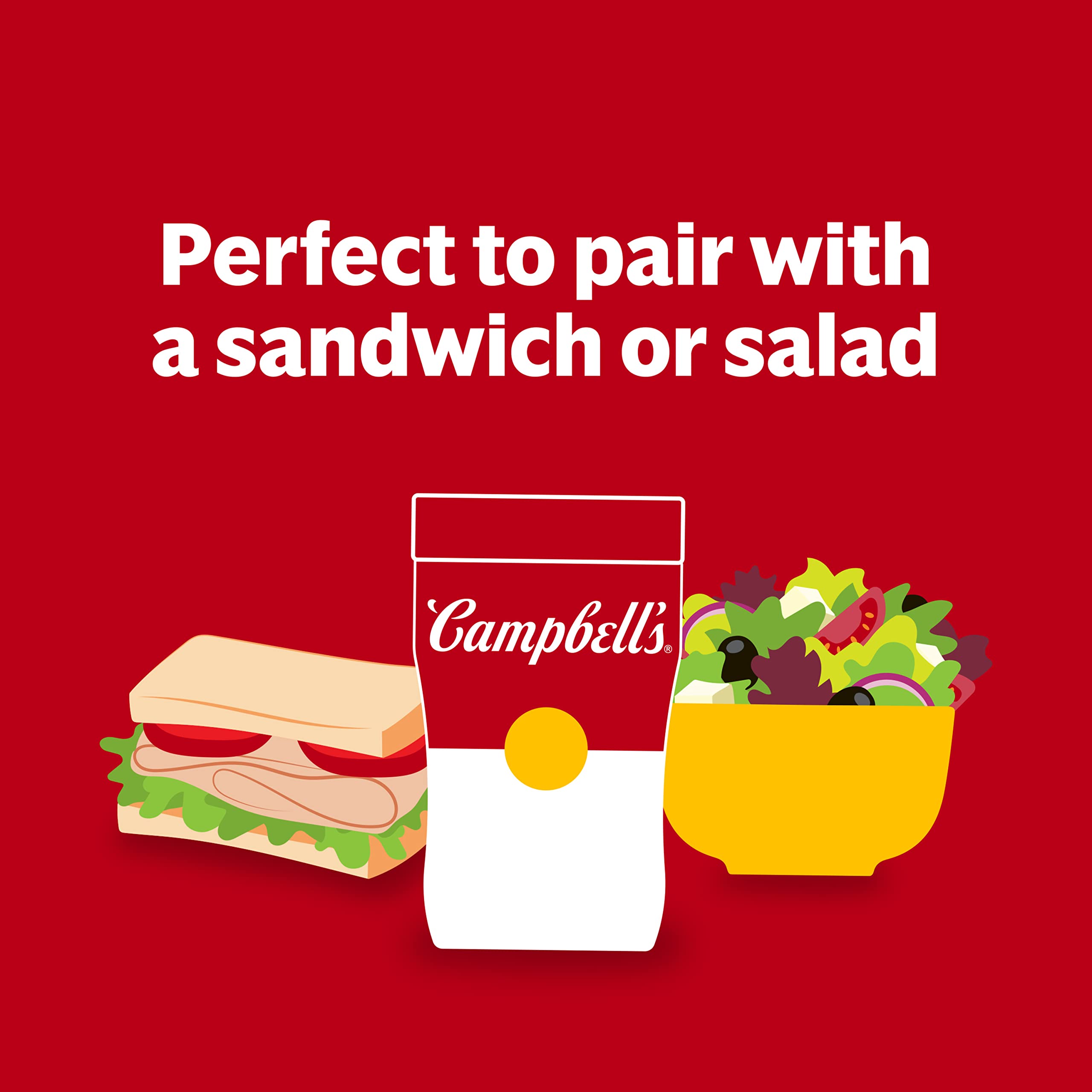 Campbell's Sipping Soup tender chicken bites visible in broth for a comforting bite.