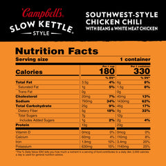 Campbell's Slow Kettle chili close-up with white meat chicken and black beans
