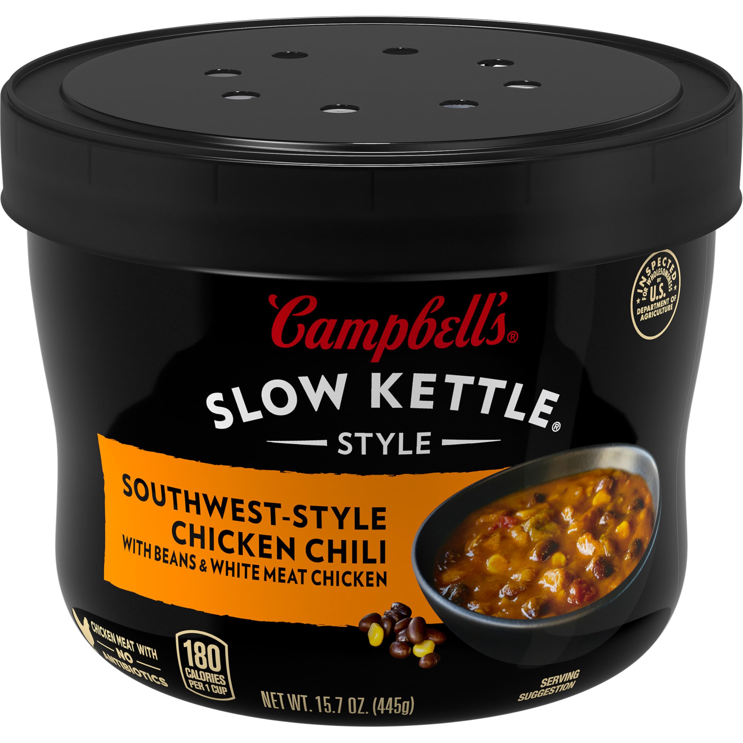 Campbell's Slow Kettle Southwest Chicken Chili microwavable bowl ready for quick meals
