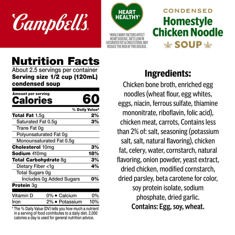 Campbell's soup cans stacked in a pantry display for convenient meals