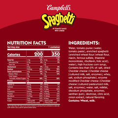 Campbell's spaghetti microwave-ready bowl heats fast for lunch.