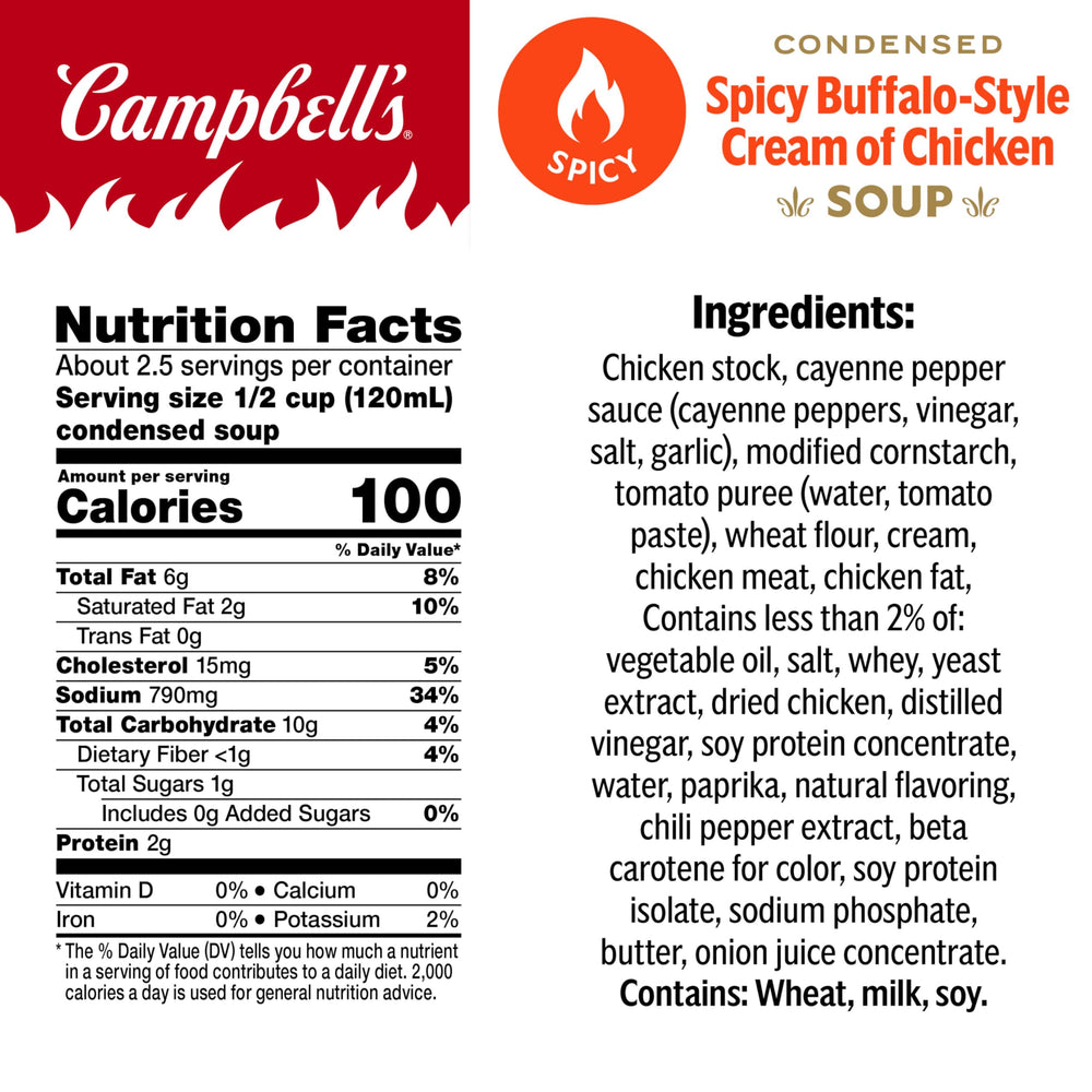 Campbell's Spicy Buffalo-Style Cream of Chicken Soup can ready to heat as a sauce base.