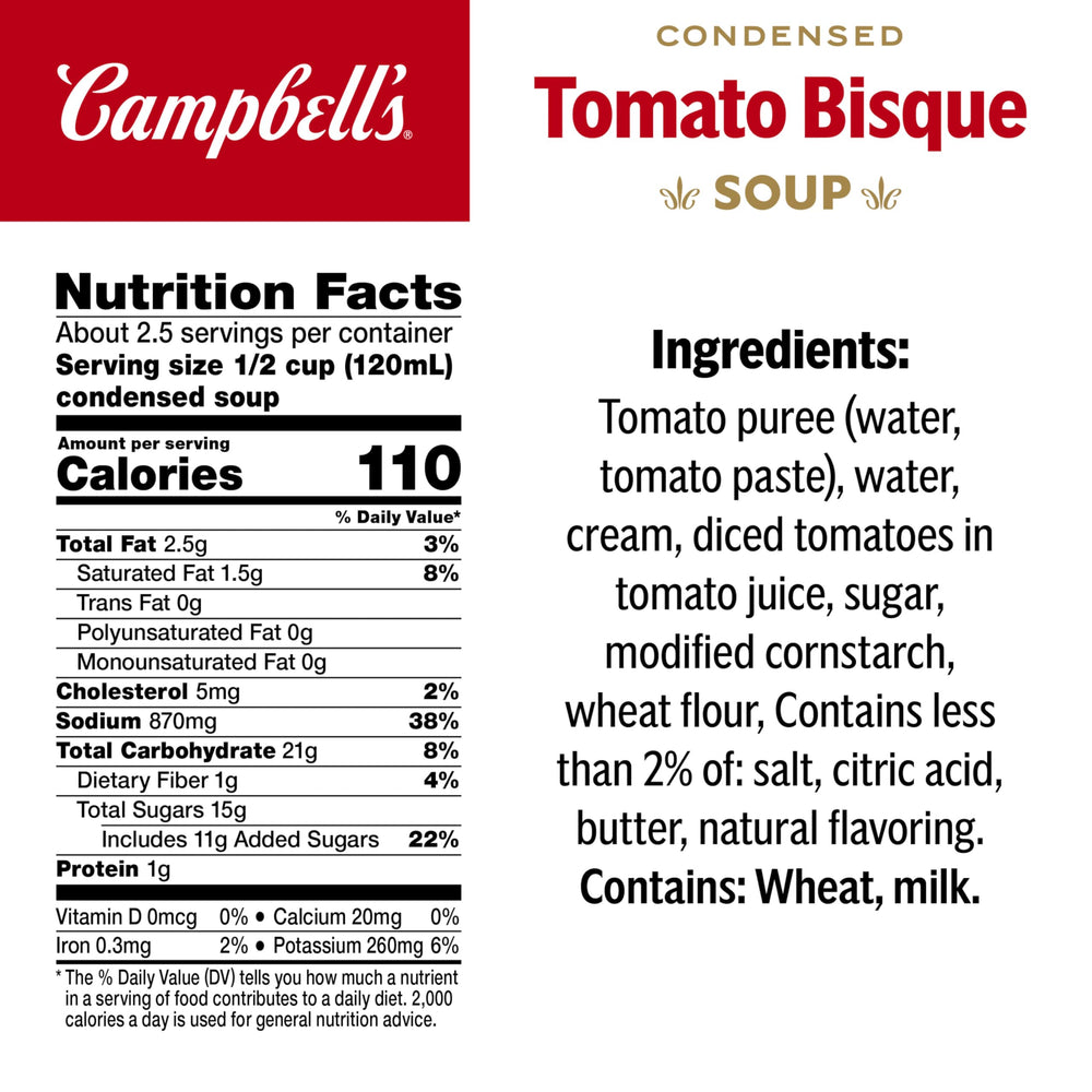 Campbell's Tomato Bisque pouring into a bowl, showcasing creamy texture for cozy dinners.