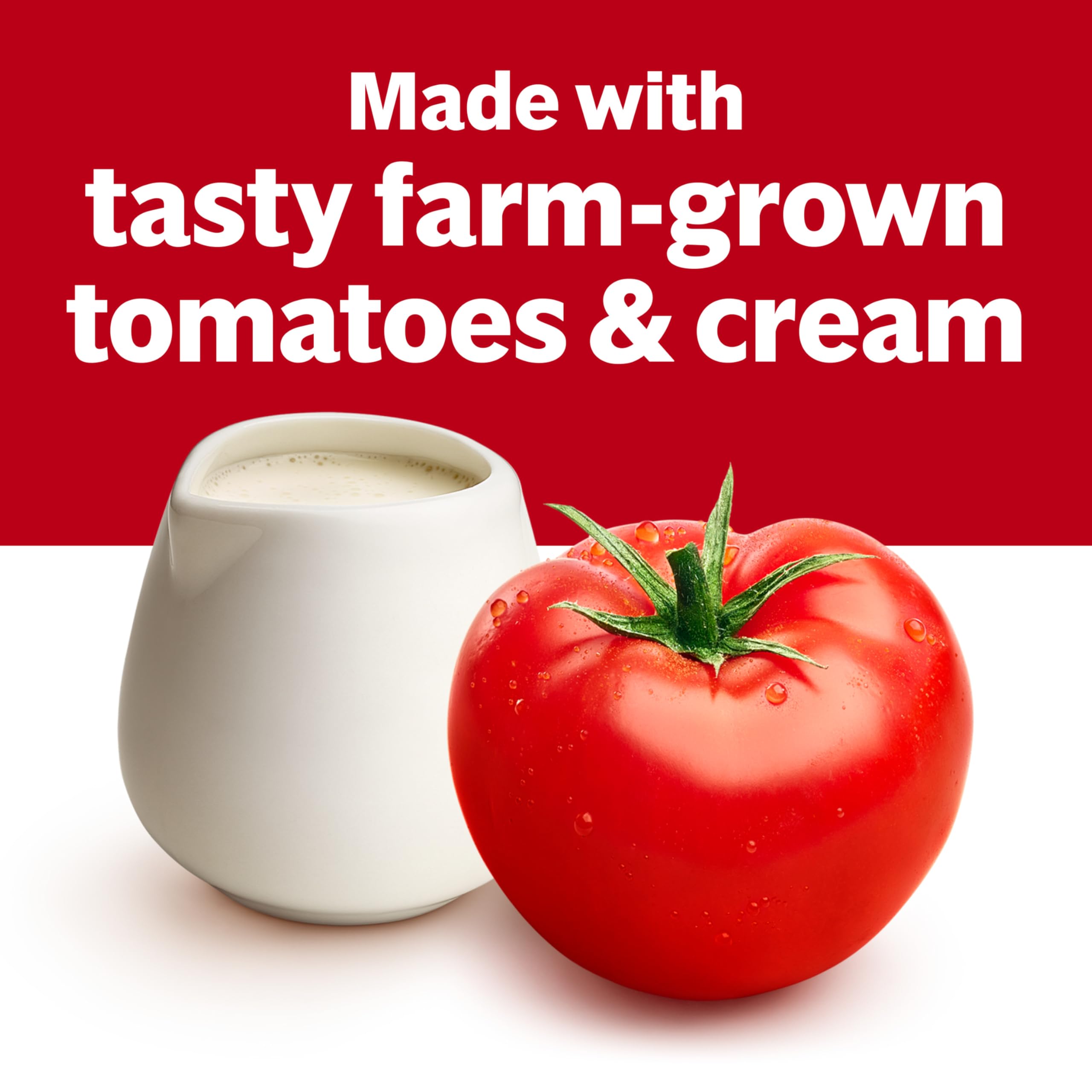 Campbell's Tomato Bisque with oyster crackers, ideal for quick, satisfying lunch or snack.