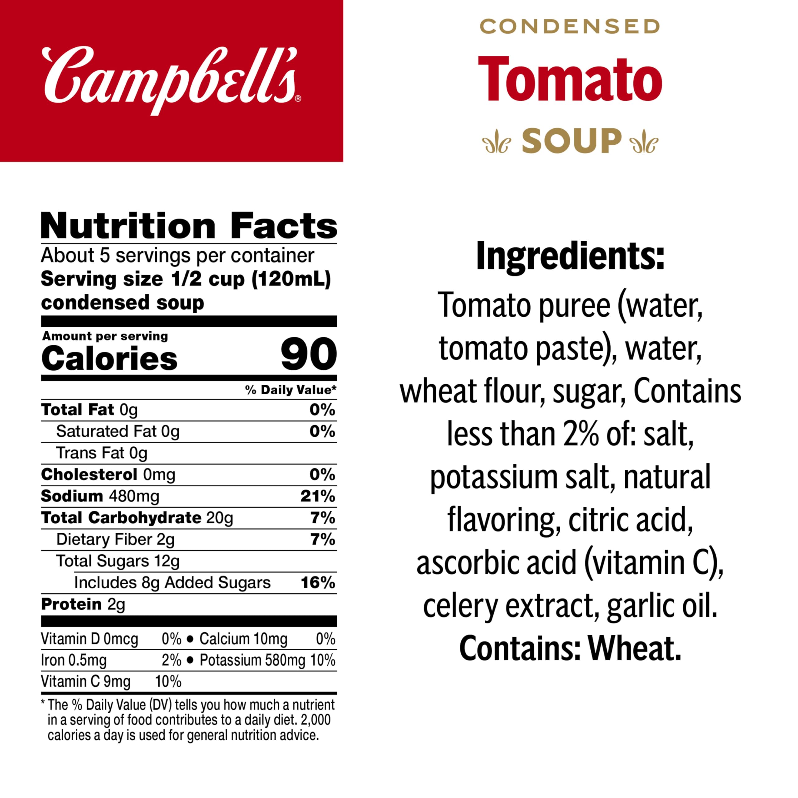 Campbell's Tomato Soup close-up with ripe tomatoes, fresh flavor in every can.