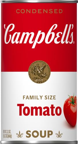 Campbell's Tomato Soup with crackers, a simple pantry staple for cozy meals.