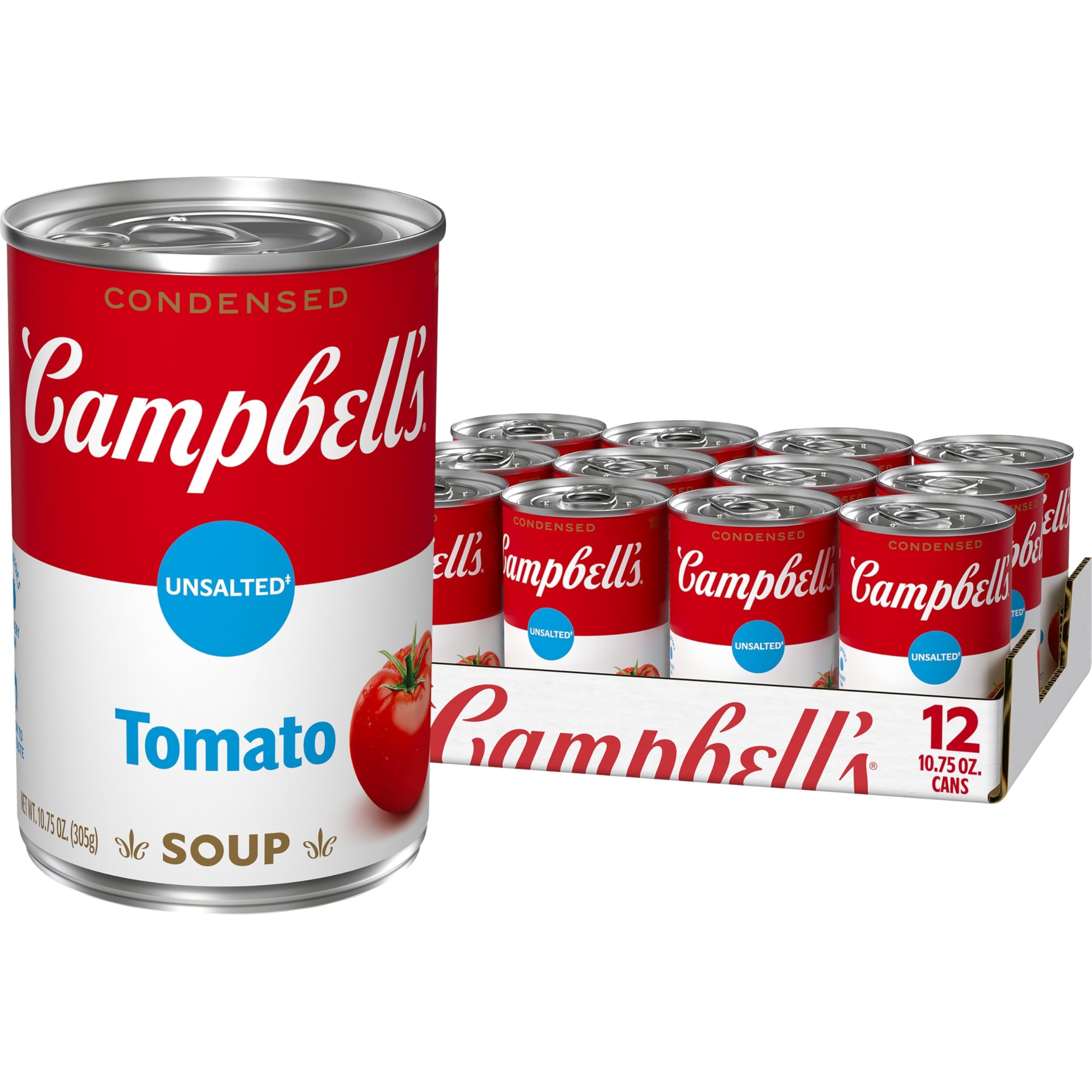 Campbell's unsalted tomato soup can 12-pack for easy weeknight meals.
