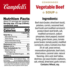 Campbell's Vegetable Beef Soup ingredients including carrots and potatoes
