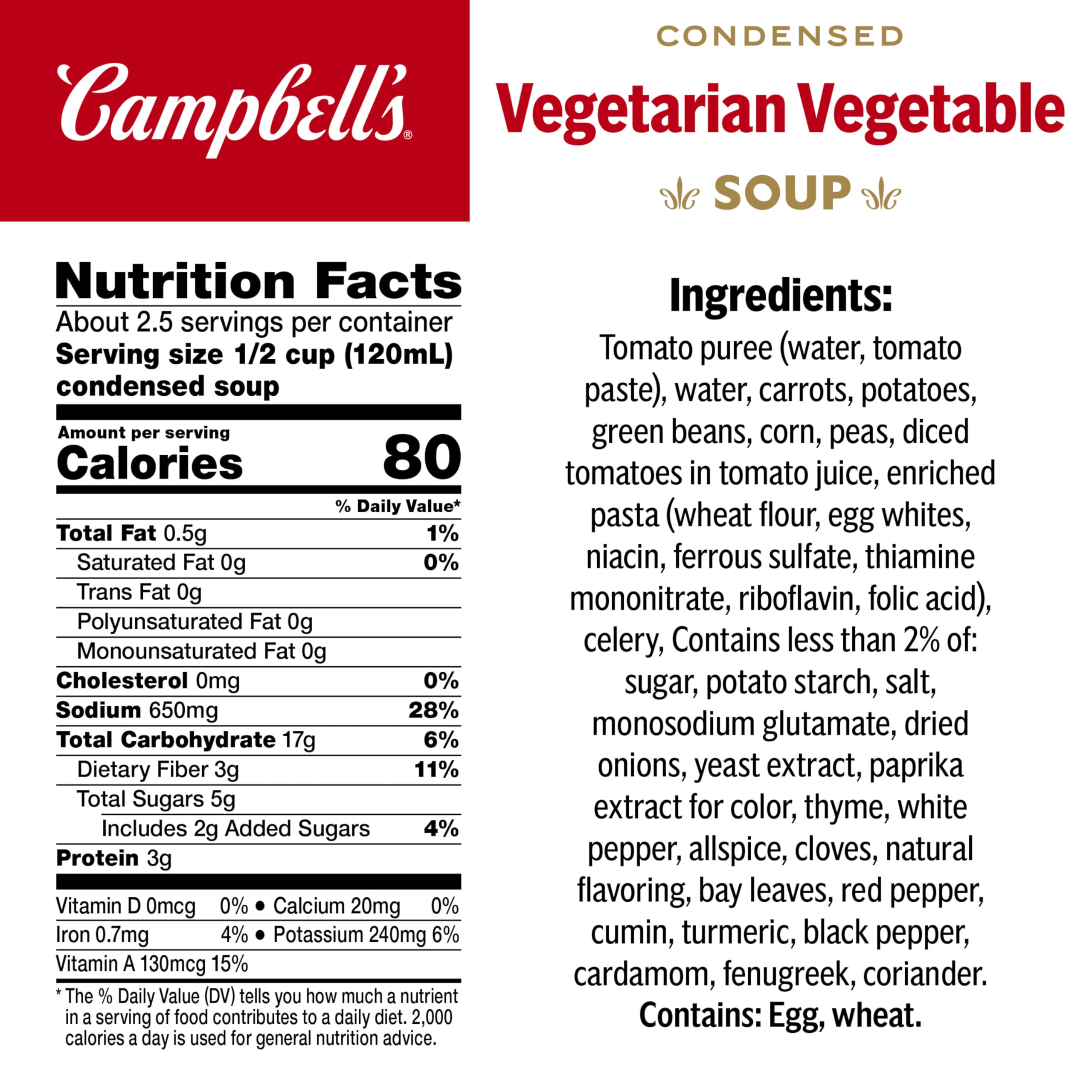 Bowl of Campbell's Vegetarian Vegetable Soup, ideal for a quick comforting meal.