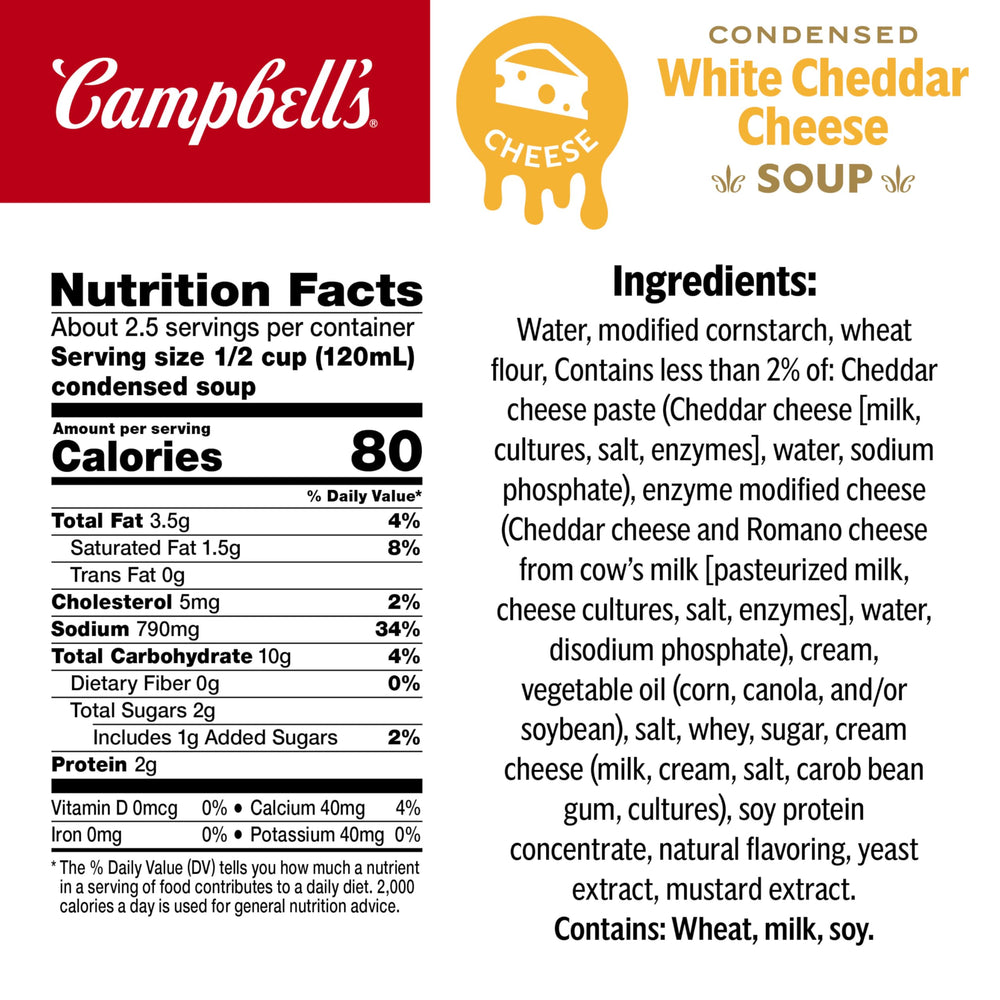 Campbell's White Cheddar Soup microwave-ready cup, quick comfort in minutes.