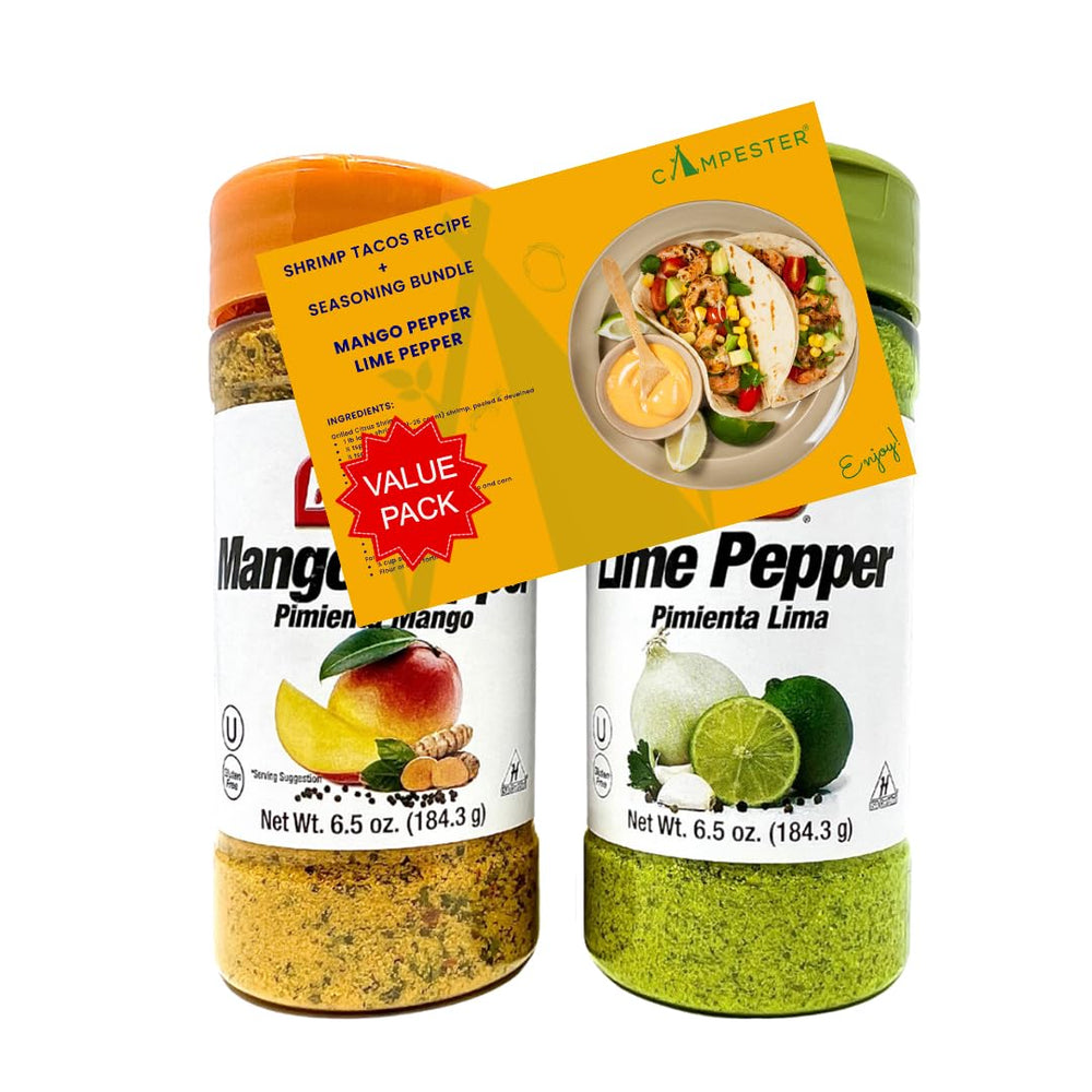 Campester Mango Pepper bottle close-up showing tropical aroma for grilling