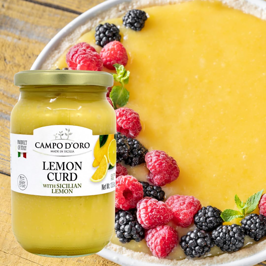 CAMPO D'ORO Lemon Curd with a lemon slice showing fresh zest