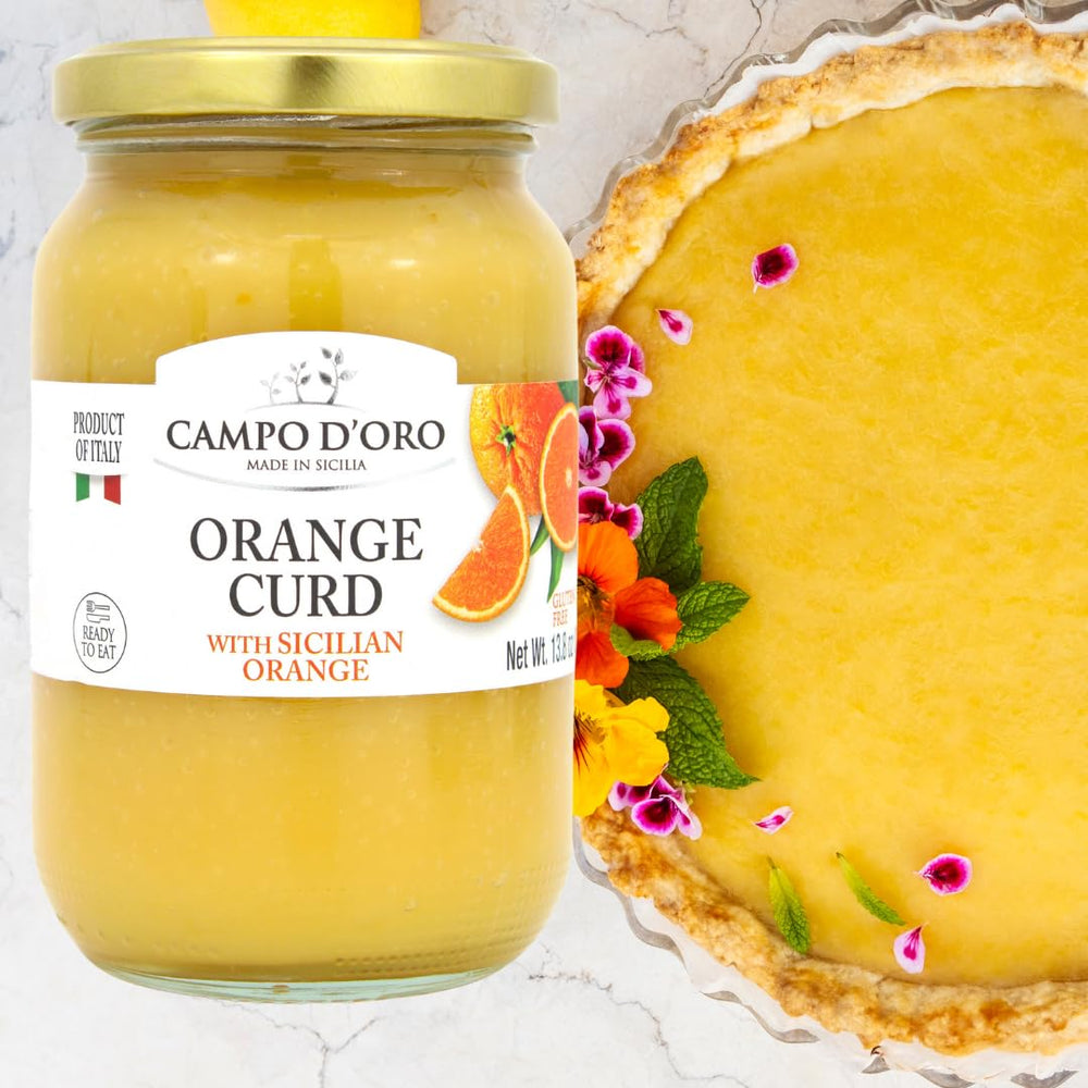 CAMPO D'ORO orange curd packaging, product of Italy and 100% natural