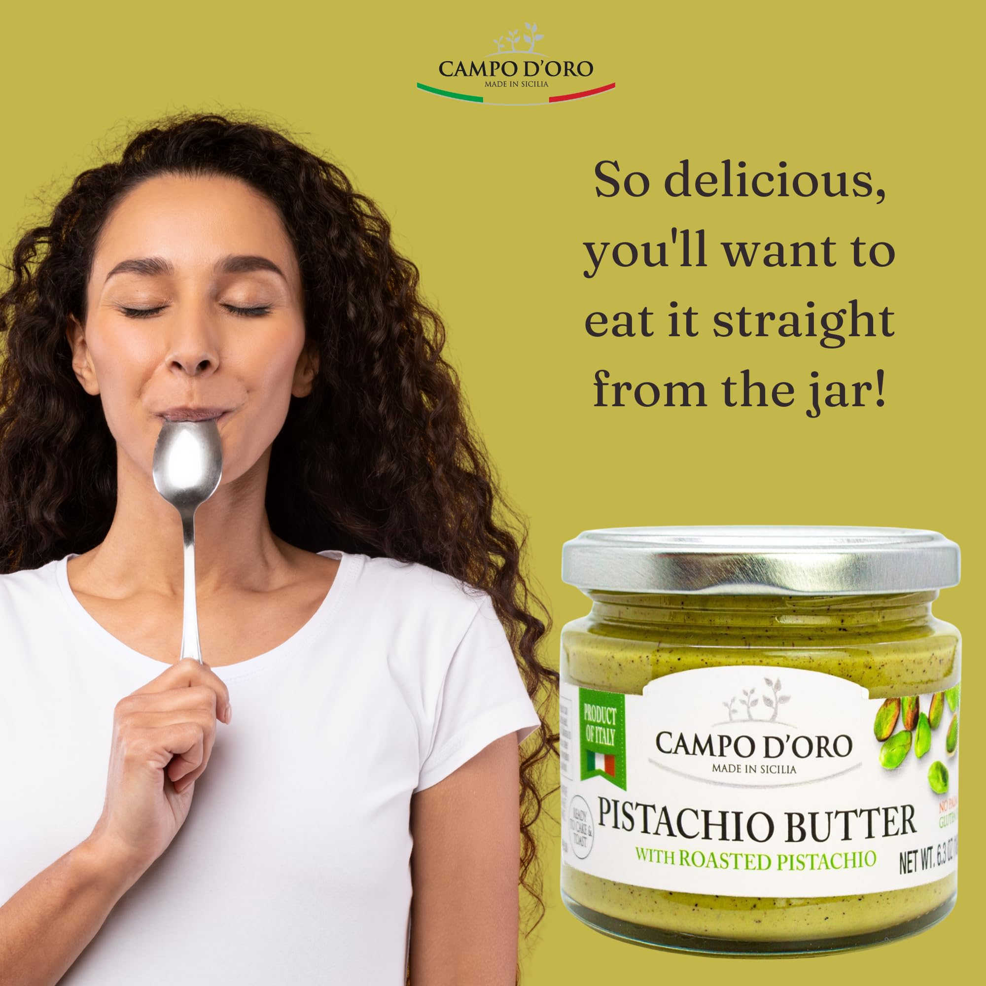 CAMPO D'ORO Pistachio Butter Spread on croissant delivers luxurious aroma and silky bite