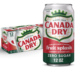 Canada Dry Fruit Splash Cherry Gingerale in an ice-cold can, a refreshing pick-me-up.