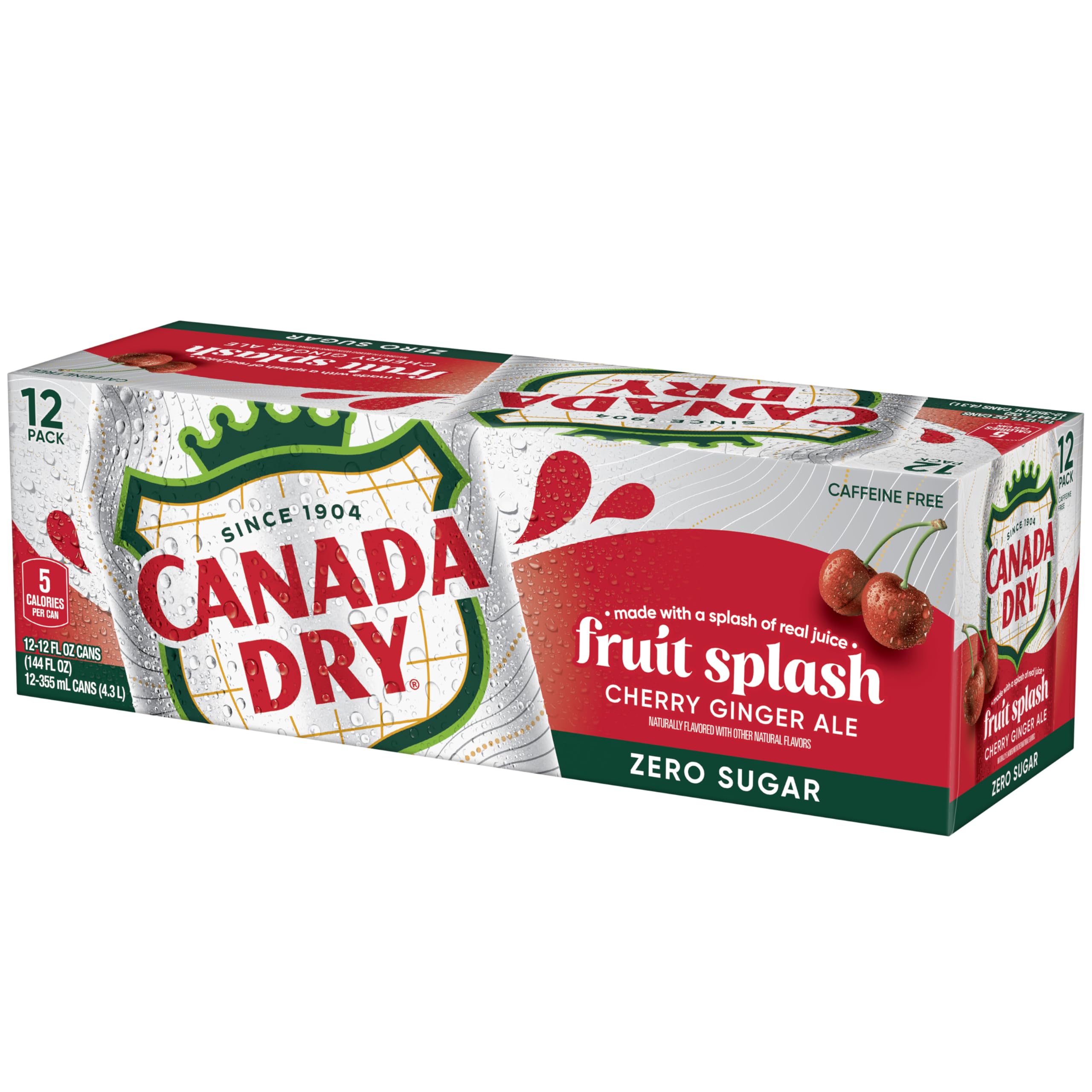Canada Dry Fruit Splash Cherry Gingerale poured into a tall glass with ice.