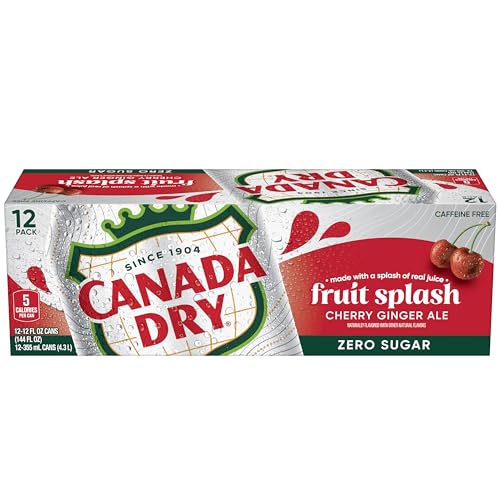 Canada Dry Fruit Splash Cherry Gingerale being poured into a glass over ice.
