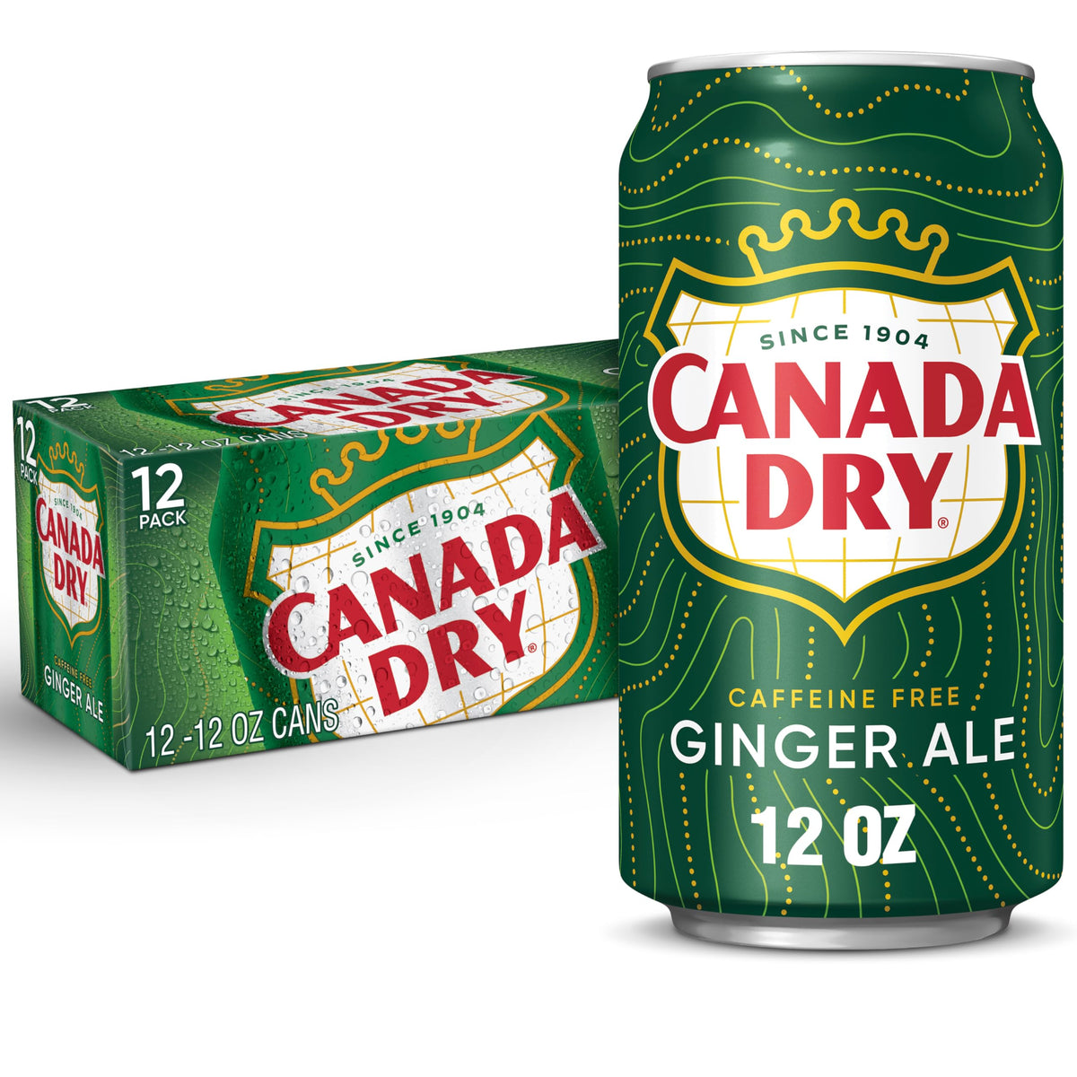 Canada Dry Ginger Ale can front view for caffeine-free refreshment.