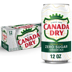 Canada Dry Zero Sugar Ginger Ale can—refreshing, caffeine-free option for any time.