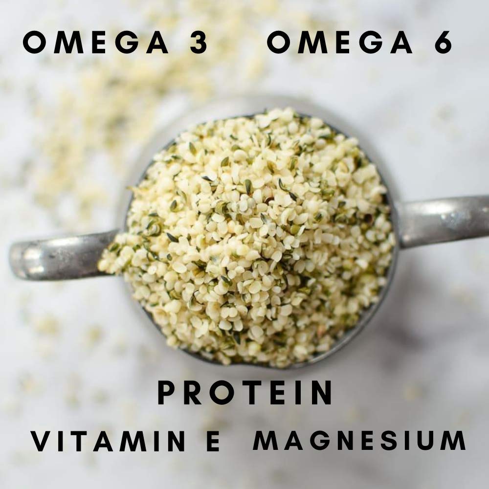 Canada Hemp Foods hemp seed hearts nutritional profile with omega fats and minerals.