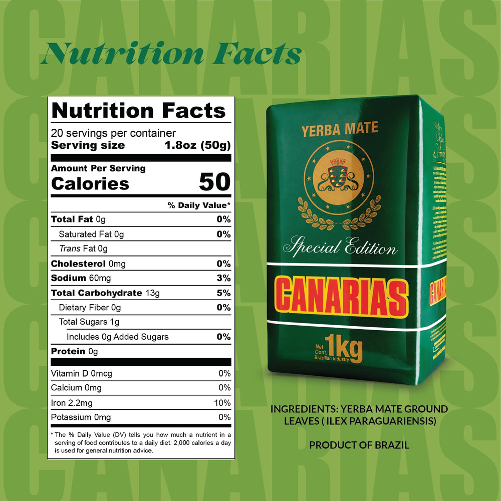 Canarias Special Edition Yerba Mate 1kg stem-free blend delivers bold flavor with every pour.