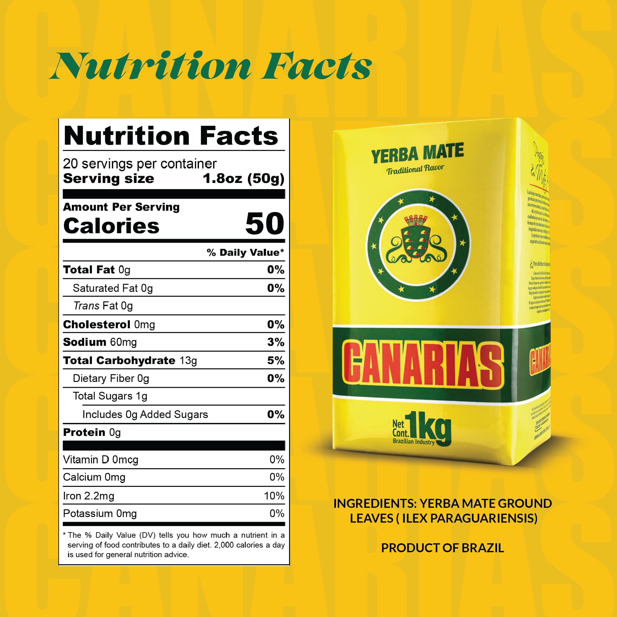 Canarias Yerba Mate no stems loose leaf for pure flavor